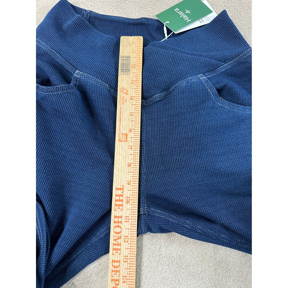 Halara Crossover Waist Waffle Knit Flare Pants Women M Reg Navy Blue Stretch NEW - Picture 10 of 14